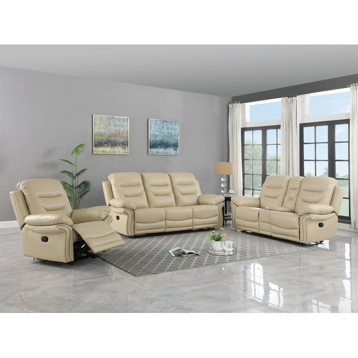 Winston Porter Ullery 3 Piece Vegan Leather Reclining Living Room Set & Reviews Wayfair